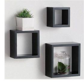 3 Étagères Murale en Bois de Décoration  Forme Carrée